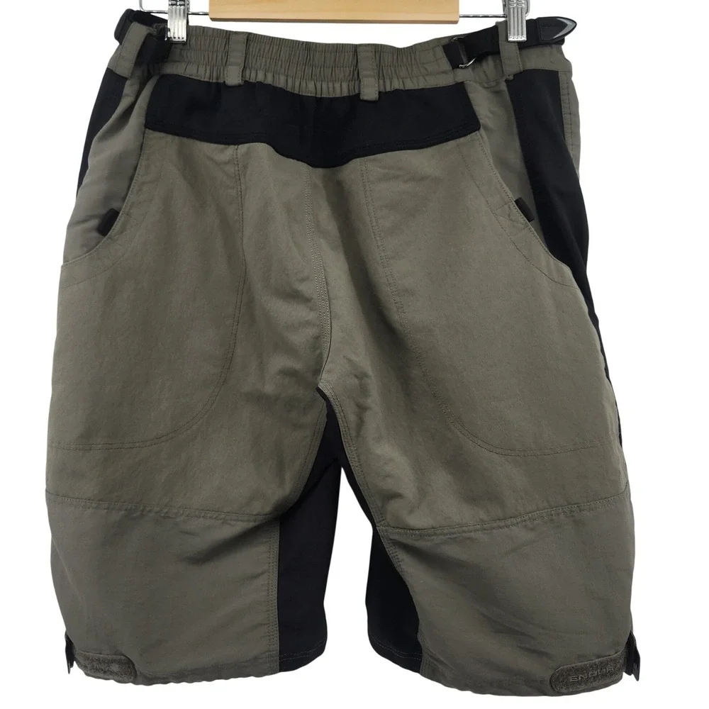 Endura Singletrack II Short Mens XL Olive Green Black Nylon MTB Cycling Shorts